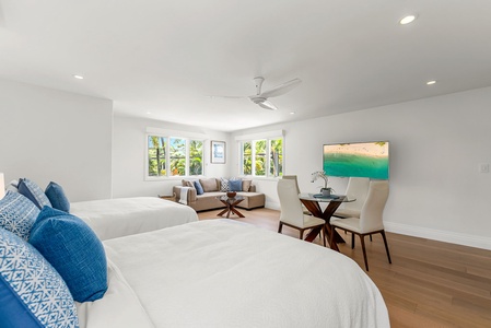 Comfortable layout with sleeping, lounging, and dining areas—all within steps of a private bath and wet bar.
