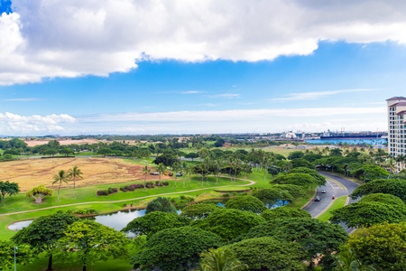 Golf course view from the lanai.