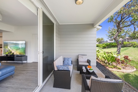 Enjoy your morning coffee on the lanai with scenic views.