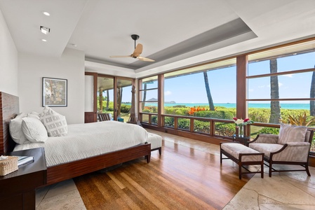 Ocean-view dining room for eight guests.