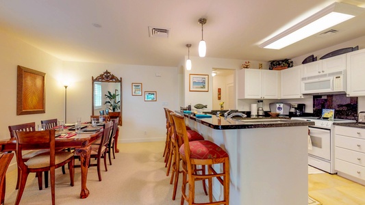 Seamless flow from the kitchen to dining.