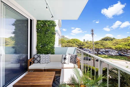 Relax and take in the scenic views from this beautifully appointed lanai, perfect for leisurely mornings or peaceful evenings.