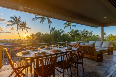 The large second level lanai has dining, and lounging options with views in every direction.