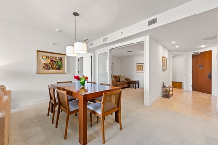 Enjoy dining next to the kitchen and living room