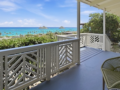 Your private lanai overlooks pristine turquoise waters and tropical islands, perfect for morning coffee or sunset relaxation.
