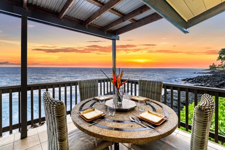 Bask in the warm Hawaiian sun or watch for dolphins from your private shoreline seating.