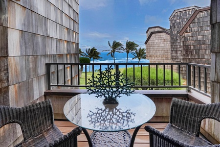 Spacious living area, looking out at the ocean