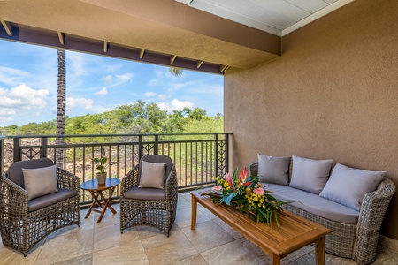 Primary suite's secluded balcony oasis where you can enjoy the sunset views.