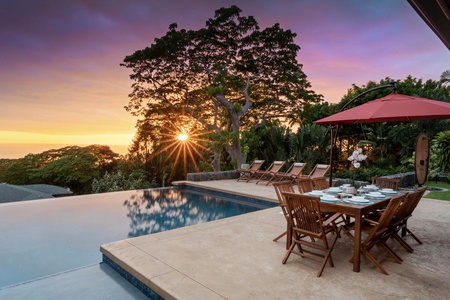 Take a dip in the heated pool and soak up the tropical views.