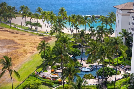 Aerial shot of the lagoon.