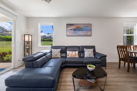 The living areas has plush sectional sofa to relax after a day of exploring.