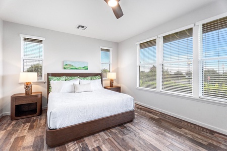 Complete relaxation in your private sanctuary with a plush king bed.