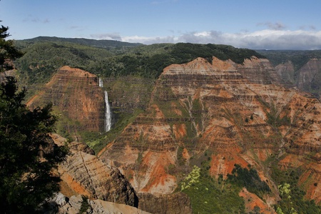 Breathtaking Waipoo Falls cascading through the rugged Waimea Canyon.