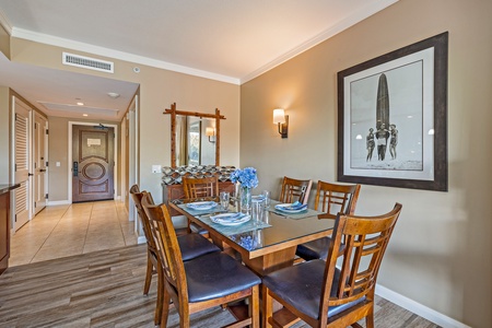 Gather for family meals in the inviting dining space at Honua Kai Konea 232.