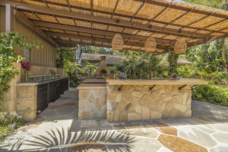 The fully-equipped outdoor kitchen is a chef's delight.