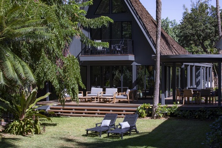 Outdoor Lanai overlooking gardens is the perfect place to relax