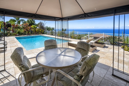 Outdoor pool side dining