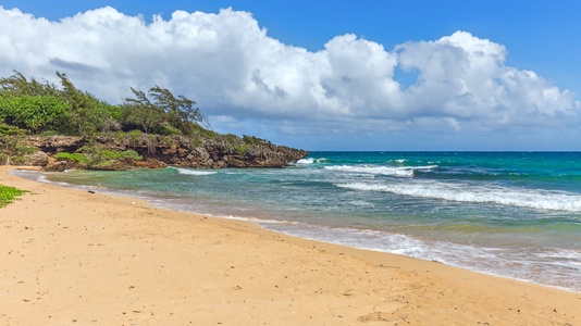 Golden sand meets crystal-clear water—an idyllic beach for relaxation and adventure.