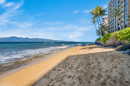 Enjoy the pristine sandy beach just steps from your stay at Mahana Resort.