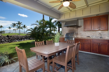 Amazing outdoor dining space with built in bbq