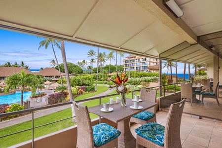 Unwind in the hot tub or enjoy the pool, surrounded by palms at Maui Kaanapali Villas 292.