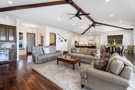 Relax and gather with loved ones in this bright, airy space.