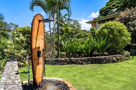 Freshen up after a dip in the pool in the outdoor shower.