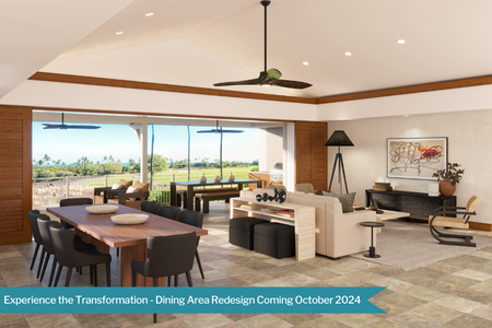 Discover our new dining area design, debuting October 2024, with a complete furniture update that blends comfort and style.