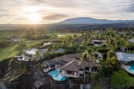 Champion Ridge 7 basks in sunrise over the Kohala coast and Mauna Kea beyond.