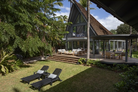 Outdoor Lanai overlooking gardens is the perfect place to relax.