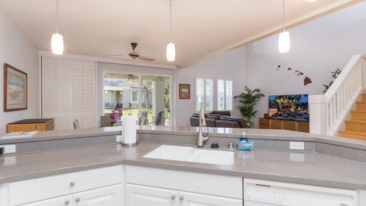 Room for appetizers on the kitchen counter in celebration of game night.