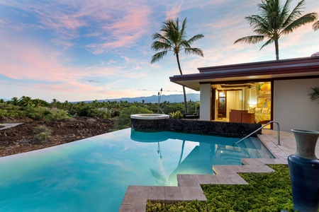 Evenings invite you to float, sip, and unwind by the glowing spa and starlit pool deck.