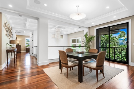 Cozy nook with natural light and lanai access.