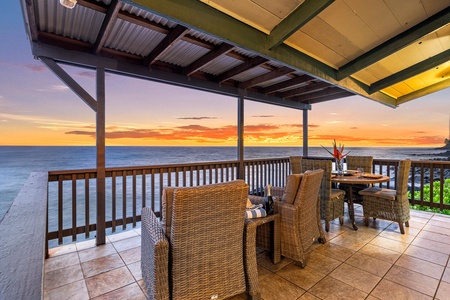 Dine al fresco with the vibrant hues of sunset as your backdrop.