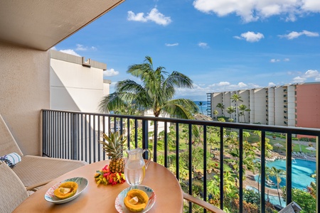 Spacious living and dining areas at Kaanapali Shores 746 invite you to relax, dine, and unwind.