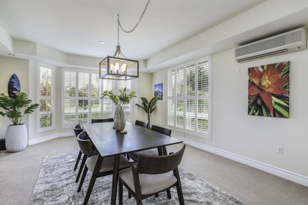 Dining space offers seat for 6 people