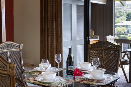 Enjoy a private dinner on the indoor dining set for 4