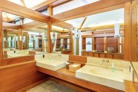 The bathrooms at Pauoa Beach Club Amenities Center are stocked for your use