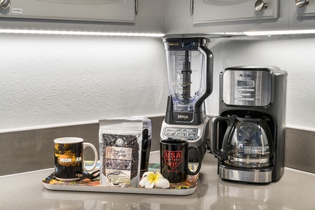 Coffee corner and high end blender for our guests enjoyment!