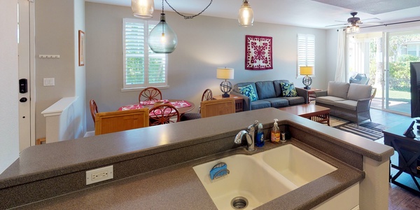 Enjoy hosting for game night with counter space for appetizers.