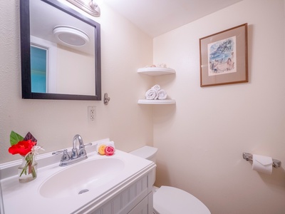 Refresh in your private bathroom with clean towels and thoughtful amenities waiting for you.