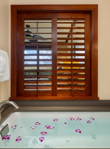 The primary ensuite is perfect for a relaxing soak.