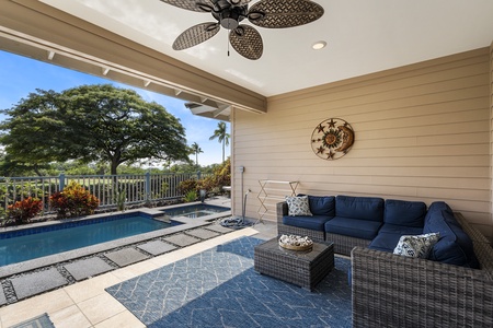 Start your morning or end the day on the lanai at Kona Blue Vacations Holua Kai, breezy and beautifully styled.
