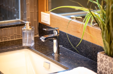 Enjoy spa-like simplicity in every corner, from stylish sinks to polished countertops.
