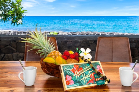 Enjoy your morning coffee with the sparkling blue Pacific as your backdrop.