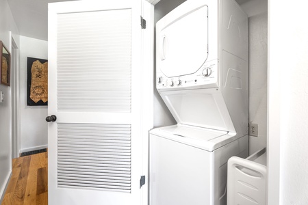 Convenient in-unit laundry makes your stay effortless—no need to pack extra clothes or search for laundromats.