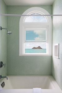 Take in the view of the Mokulua islands from the walk-in shower.