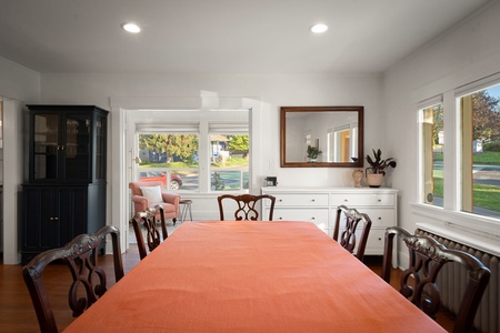 Host relaxed dinners in the open dining space designed for easy conversation.