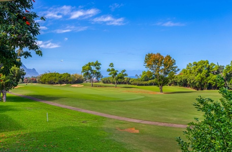 Expansive views of the lush Makai Golf Course, just steps from your private lanai.