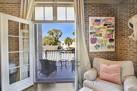Balcony off Living Room Overlooking Palm Coast Parking Lot
